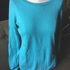 Wool Blend blue sweater w/ silver shoulder buttons